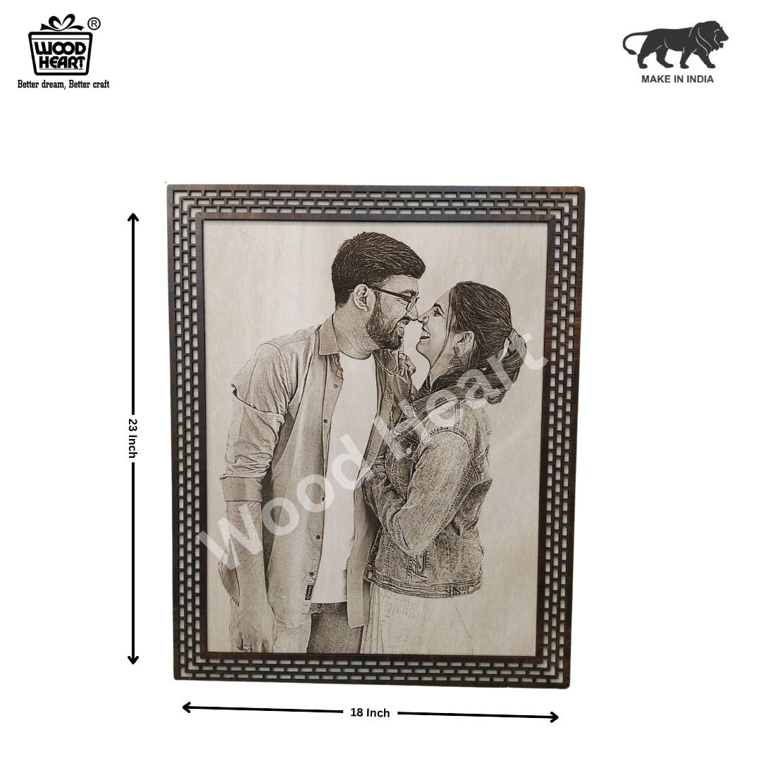 Personalized Wooden Engraved Photo Frame | Custom Couple Gift Plaque