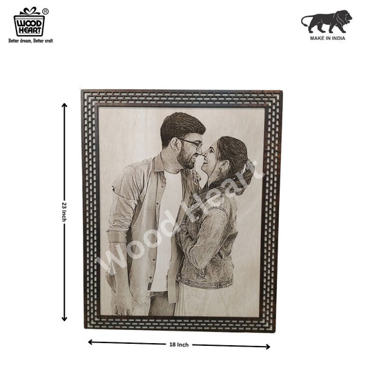 Personalized Wooden Engraved Photo Frame | Custom Couple Gift Plaque