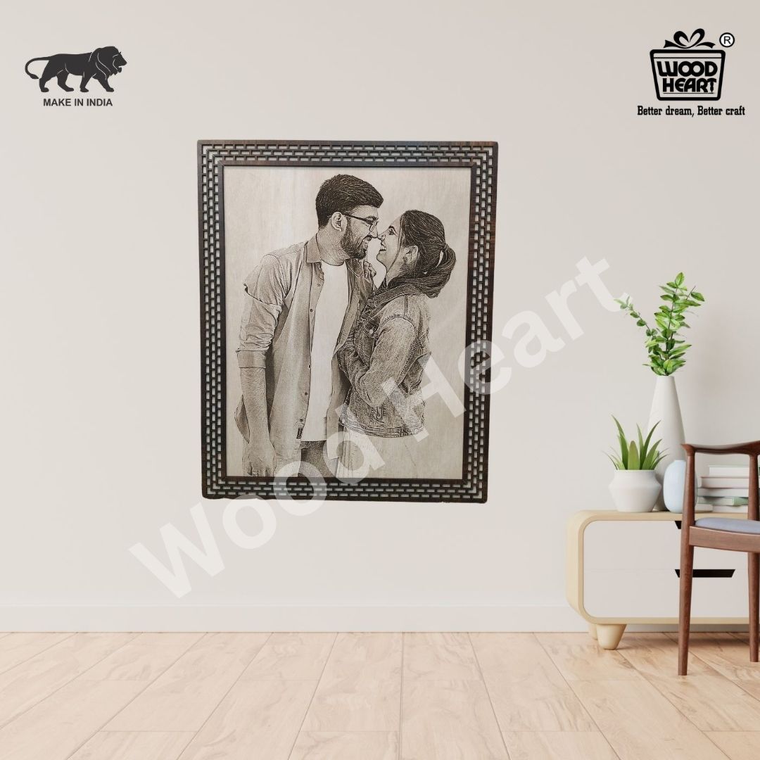 Personalized Wooden Engraved Photo Frame | Custom Couple Gift Plaque