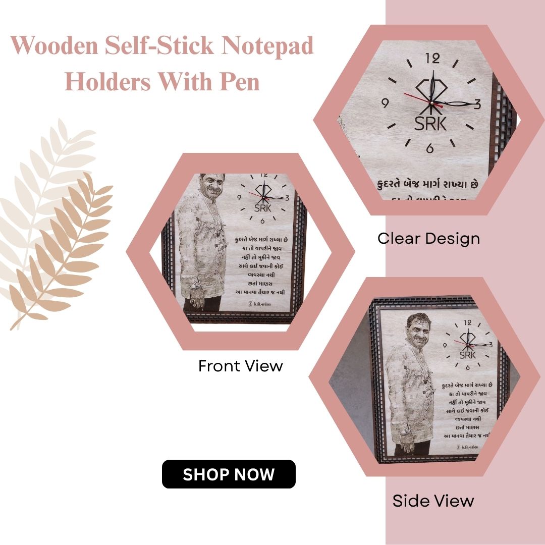 Personalized Wooden Photo Frame with Clock | Custom Engraved Gift | Unique Wooden Wall & Table Decor by Wood Heart