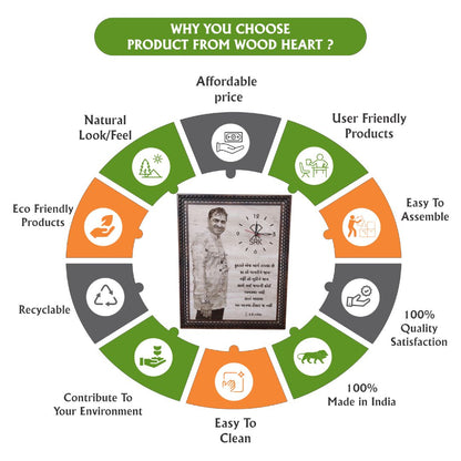 Personalized Wooden Photo Frame with Clock | Custom Engraved Gift | Unique Wooden Wall & Table Decor by Wood Heart