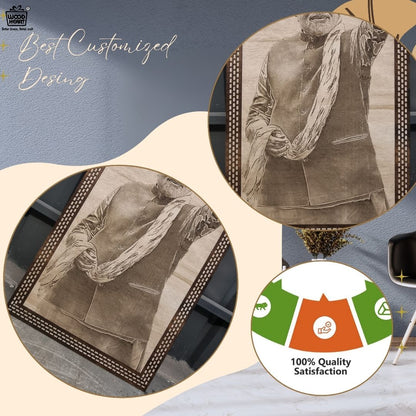 Wooden Engraved Portrait Frame – Personalized Laser Engraved Wall Art Gift | Custom MDF Wood Plaque by Wood Heart | Make in India