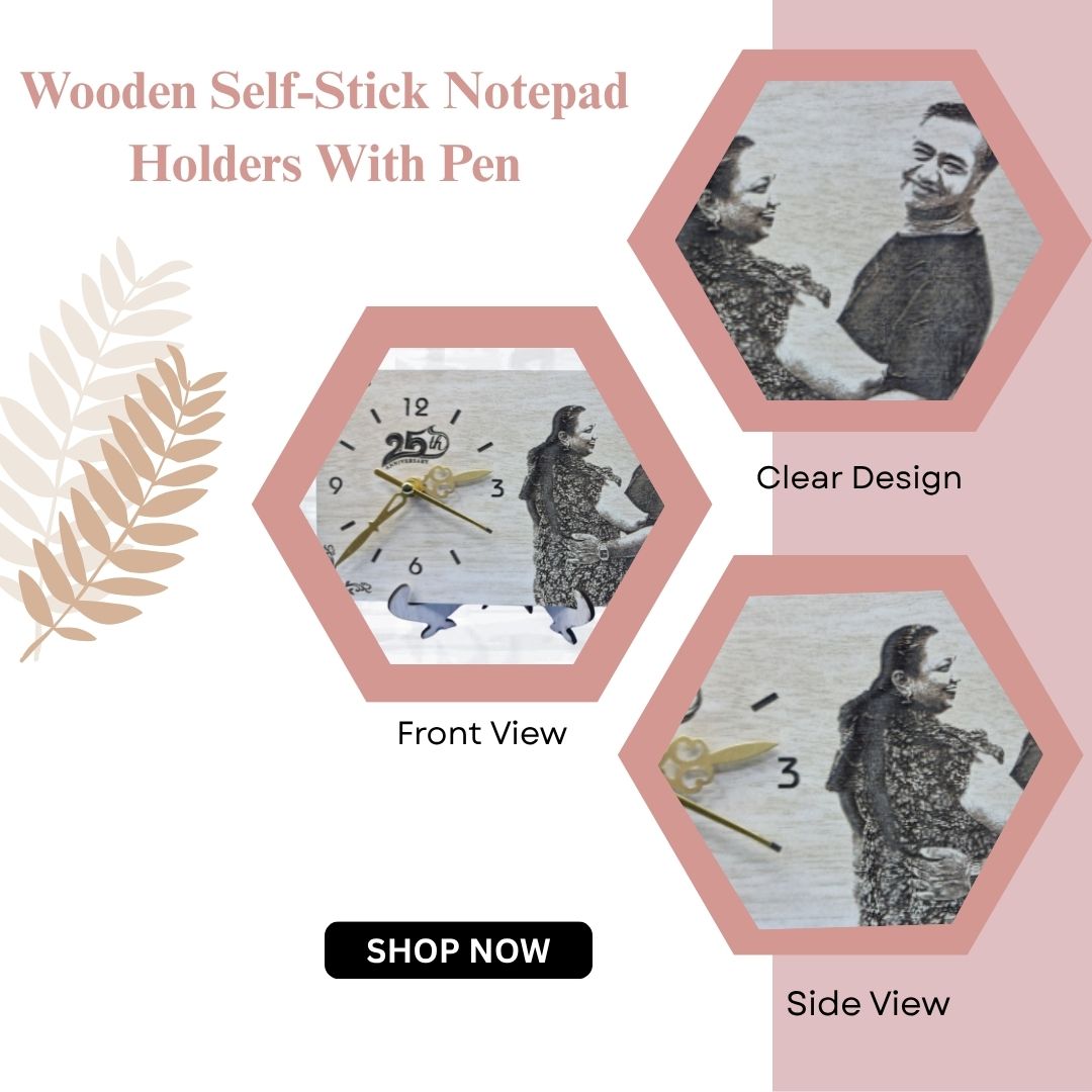 Personalized 25th Anniversary Wooden Engraved Photo Clock | Custom Couple Gift | Table Decor by Wood Heart