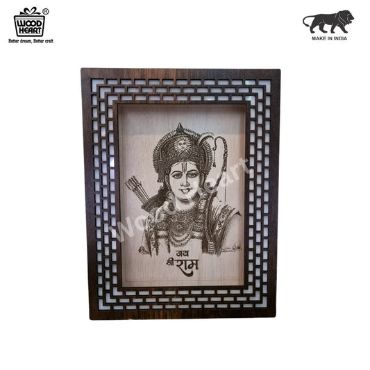 Lord Ram Laser Engraved Wooden Frame | Jai Shri Ram Wall Art