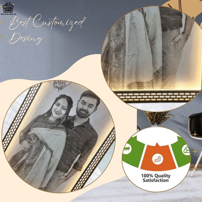Wooden Engraved LED Frame – Personalized Couple Photo Gift | Perfect Couple Design by Wood Heart