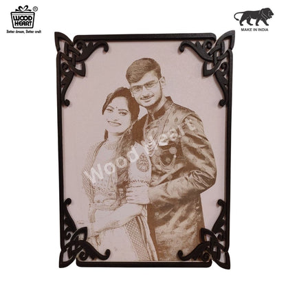 Personalized Wooden Engraved Couple Frame | Customized Gift for Anniversary, Wedding & Special Occasions | Wood Heart
