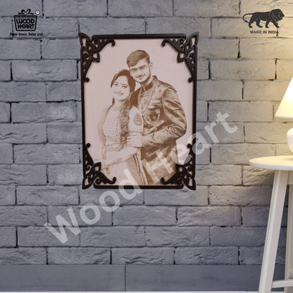 Personalized Wooden Engraved Couple Frame | Customized Gift for Anniversary, Wedding & Special Occasions | Wood Heart