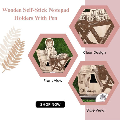 Personalized Wooden Cutout Photo Frame – Kids Custom Laser Engraved Design | Unique Baby Gift | Table Décor by Wood Heart