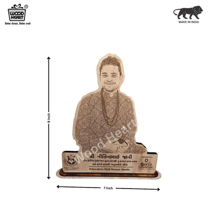 Custom Wooden Engraved Portrait Trophy | Personalized Laser Engraved Wooden Cutout Gift | Premium Table Decor by Wood Heart