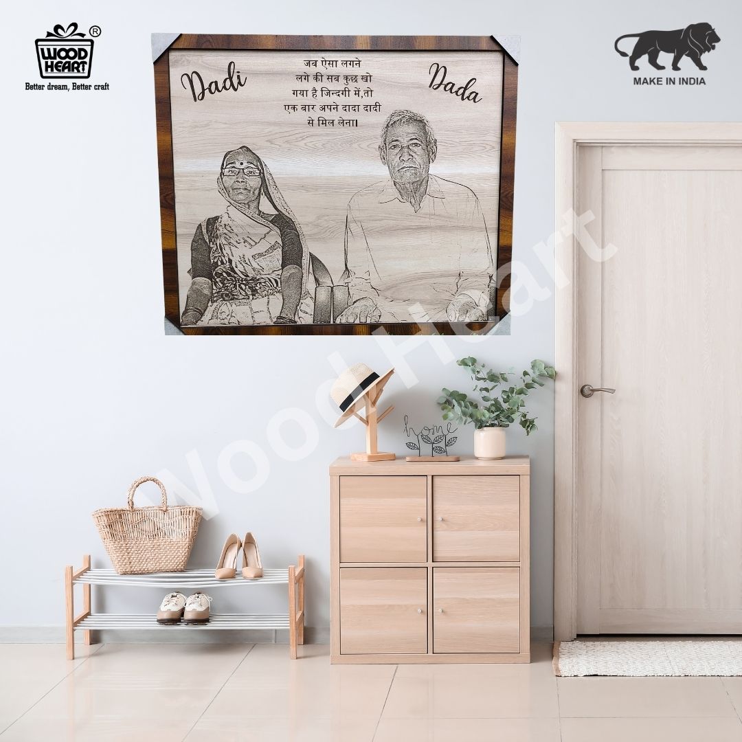 Personalized Wooden Engraved Dada Dadi Photo Frame