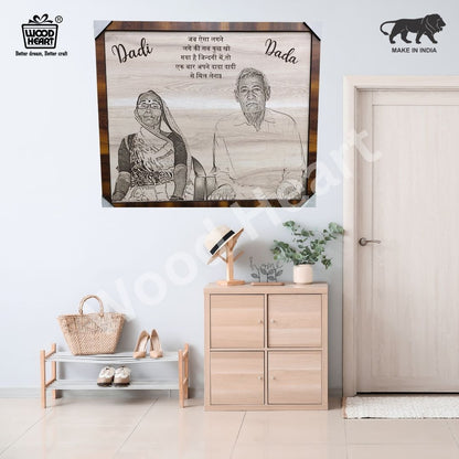 Personalized Wooden Engraved Dada Dadi Photo Frame