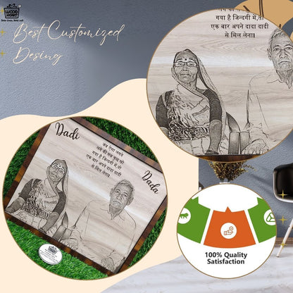 Personalized Wooden Engraved Dada Dadi Photo Frame