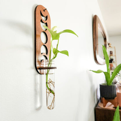 MoonGlow™ Wooden Wall Planter with Test Tube Vase