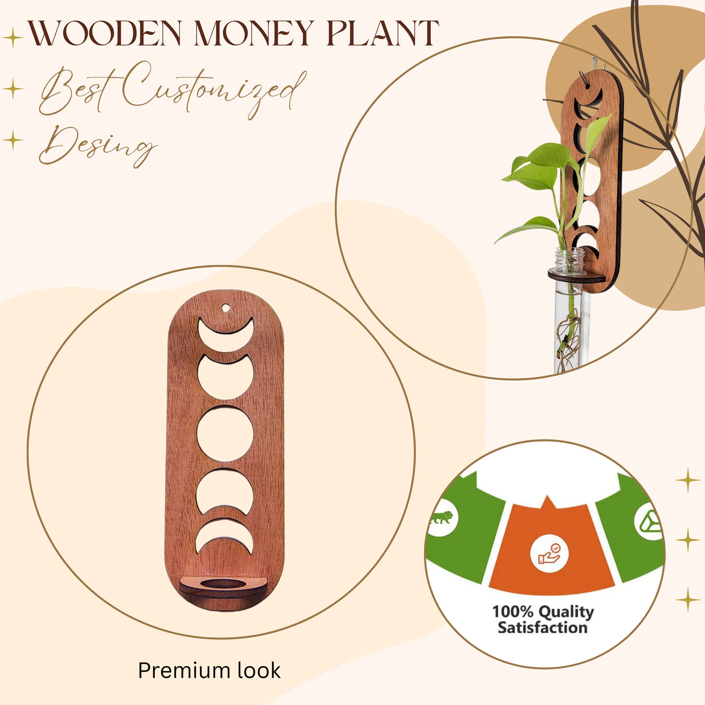 MoonGlow™ Wooden Wall Planter with Test Tube Vase