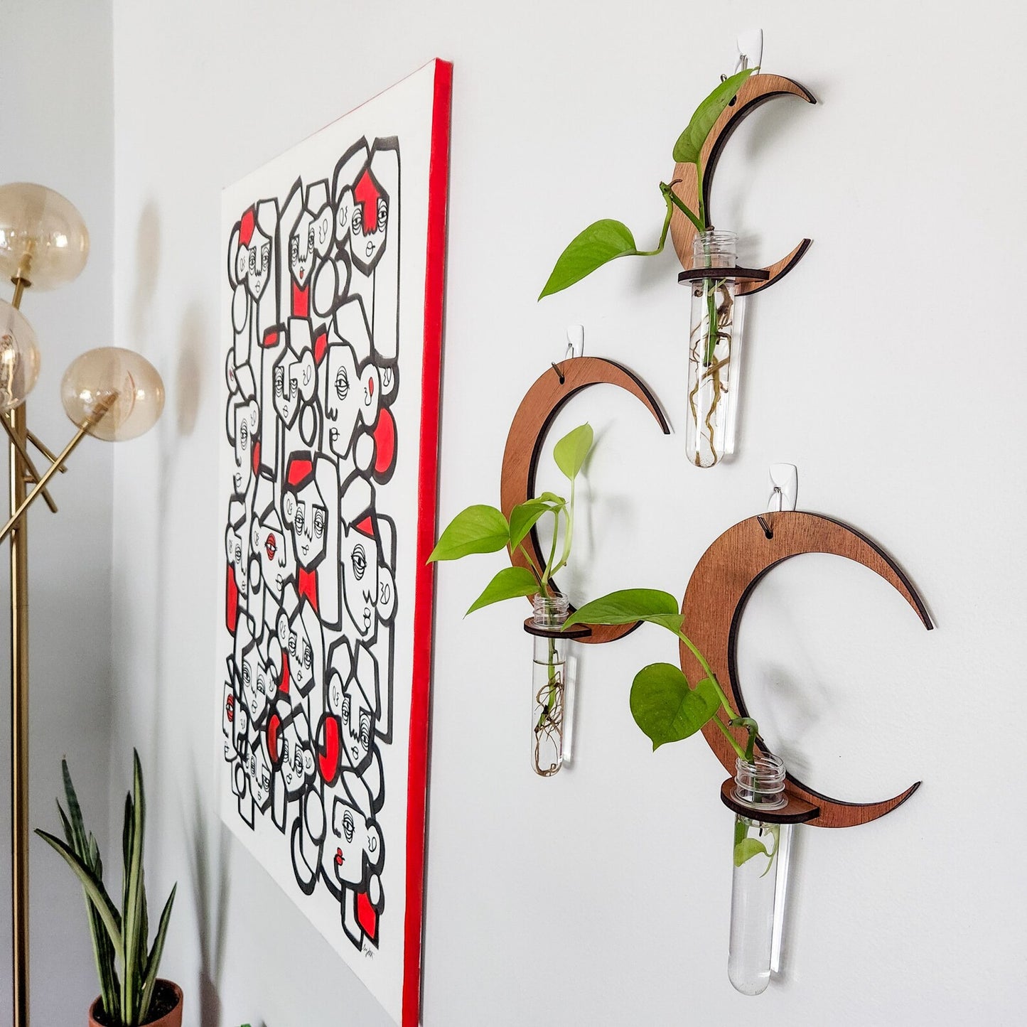 LunaBloom™ Crescent Moon Wall Planter with Glass Vase