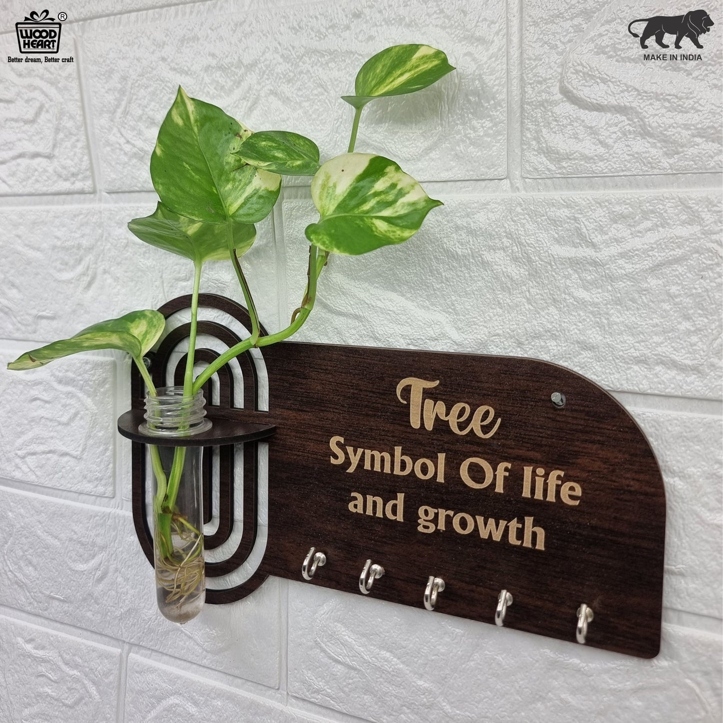 TreeLife Wall-Mount Test Tube Planter with Key Holder