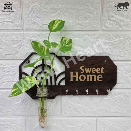 “Sweet Home” Wall-Mount Test Tube Planter with Key Holder