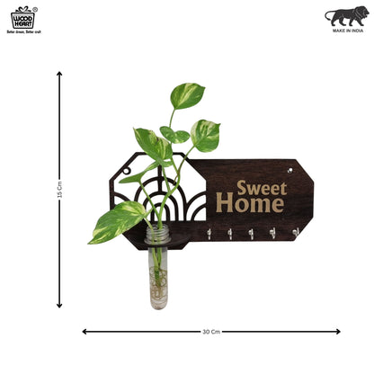 “Sweet Home” Wall-Mount Test Tube Planter with Key Holder