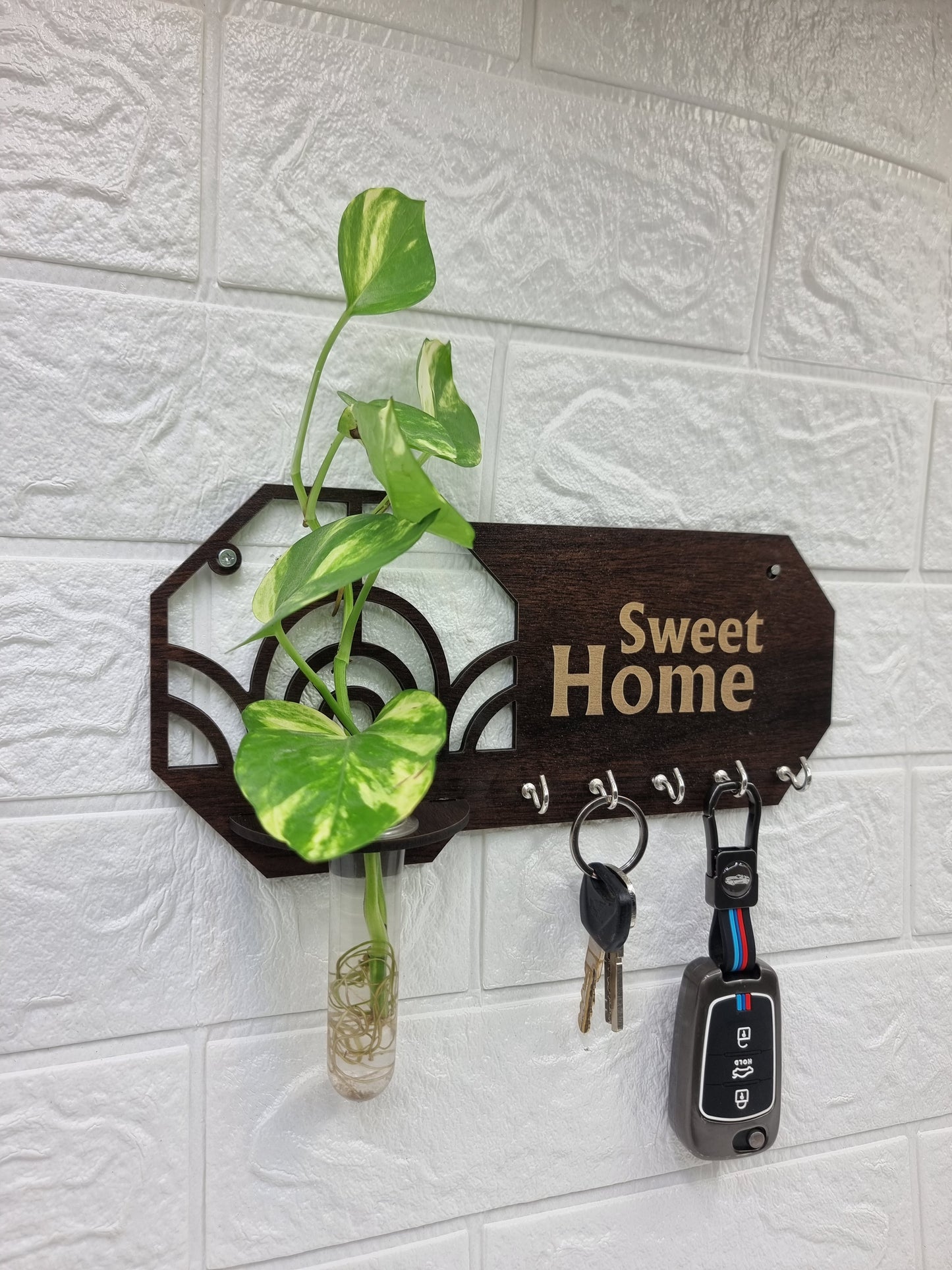 “Sweet Home” Wall-Mount Test Tube Planter with Key Holder