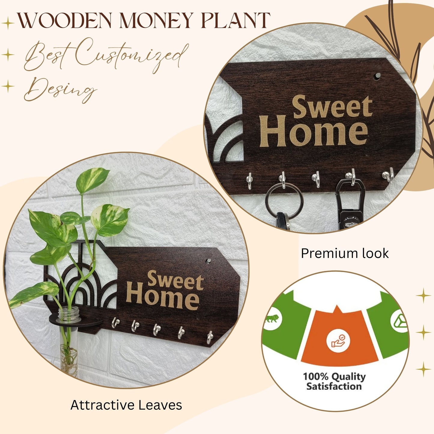 “Sweet Home” Wall-Mount Test Tube Planter with Key Holder