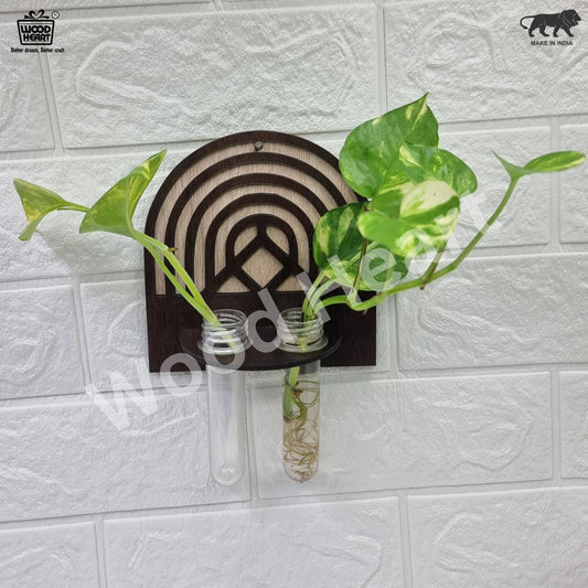 Wooden Wall Hanging Planter with Dual Glass Tubes