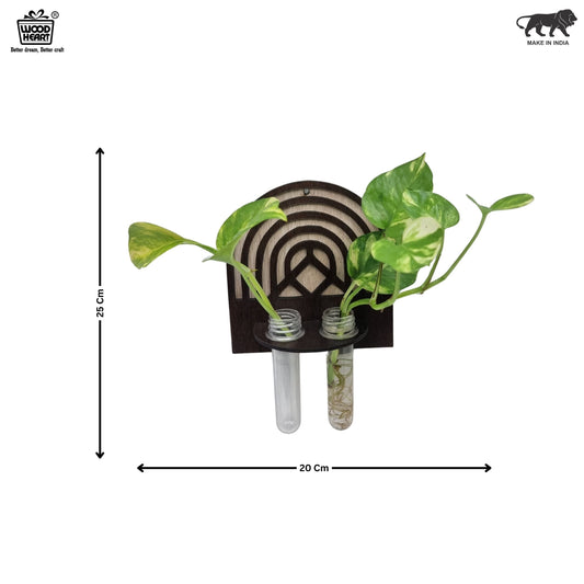 Wooden Wall Hanging Planter with Dual Glass Tubes