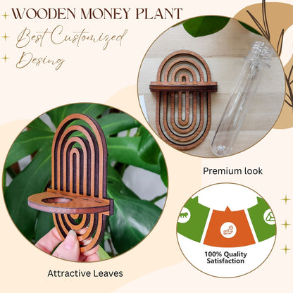 Wooden Geometric Wall Hanging Planter with Glass Tube