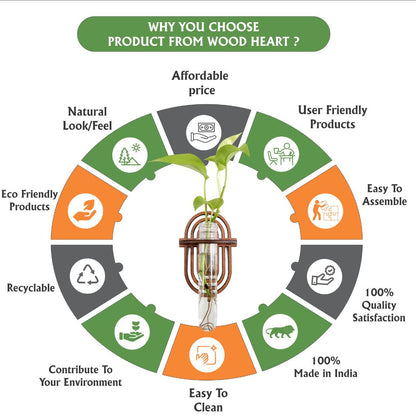 Wooden Geometric Wall Hanging Planter with Glass Tube