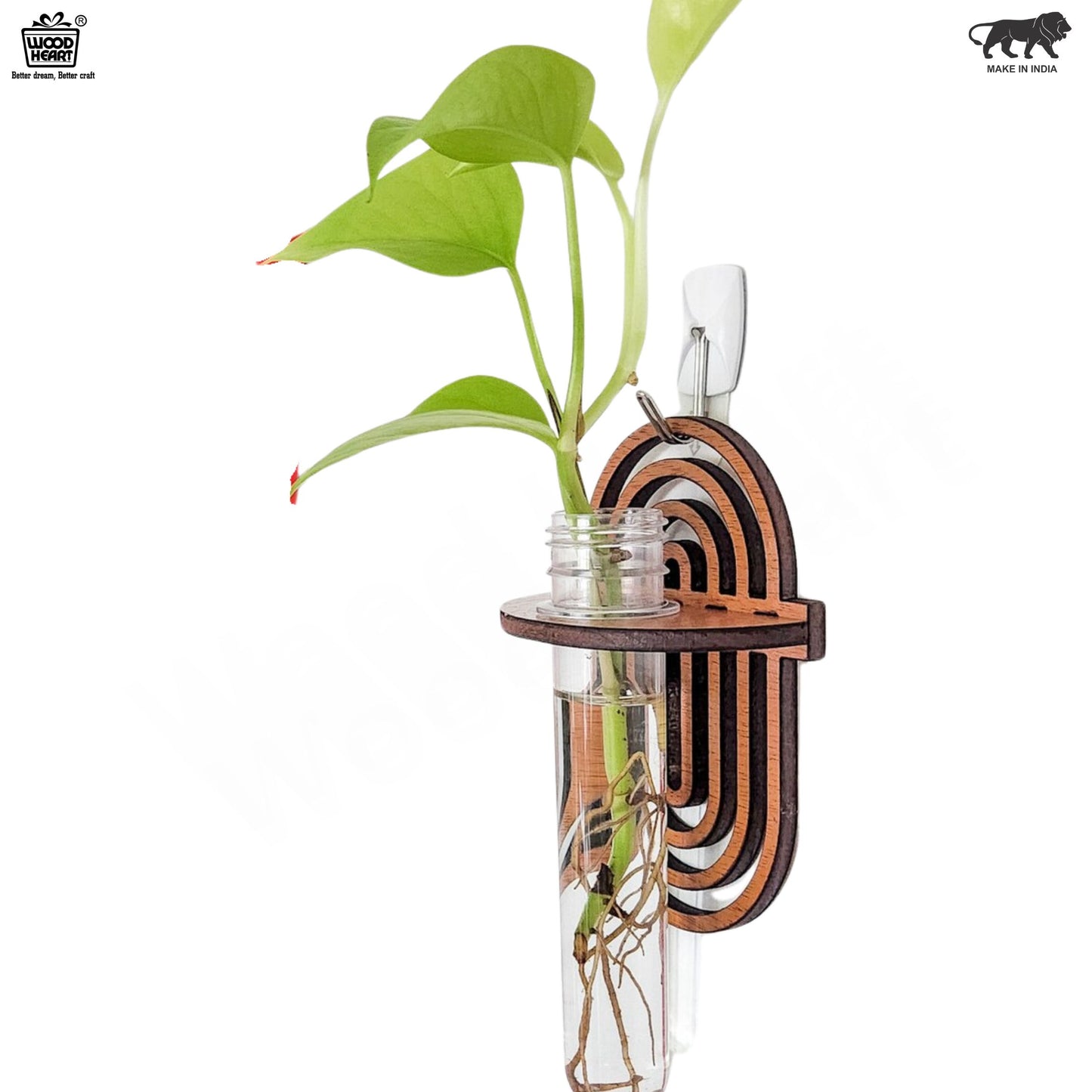 Wooden Geometric Wall Hanging Planter with Glass Tube