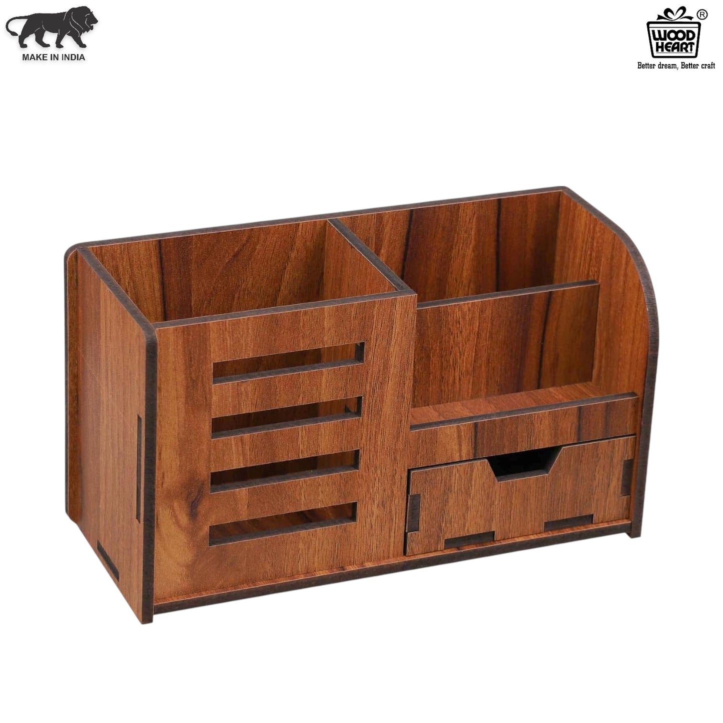 WoodHeart Premium Wooden Desk Organizer with Drawer