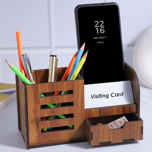 WoodHeart Premium Wooden Desk Organizer with Drawer