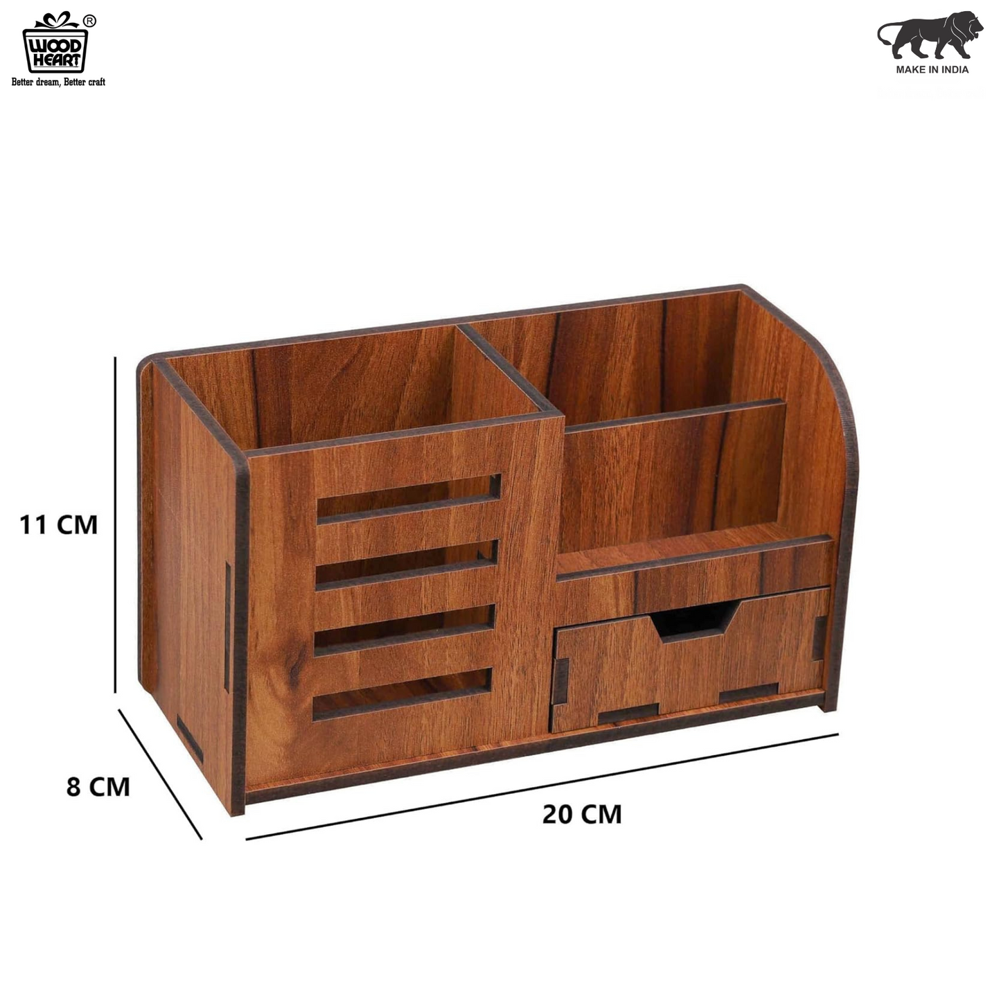 WoodHeart Premium Wooden Desk Organizer with Drawer