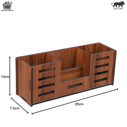 WoodHeart Wooden Desk Organizer with Phone & Stationery Holder