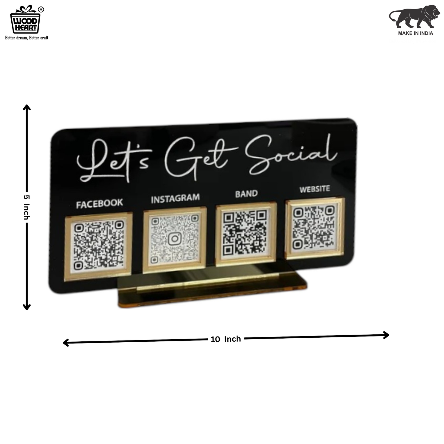 Luxury Black Acrylic QR Code Display Stand – “Let’s Get Social”