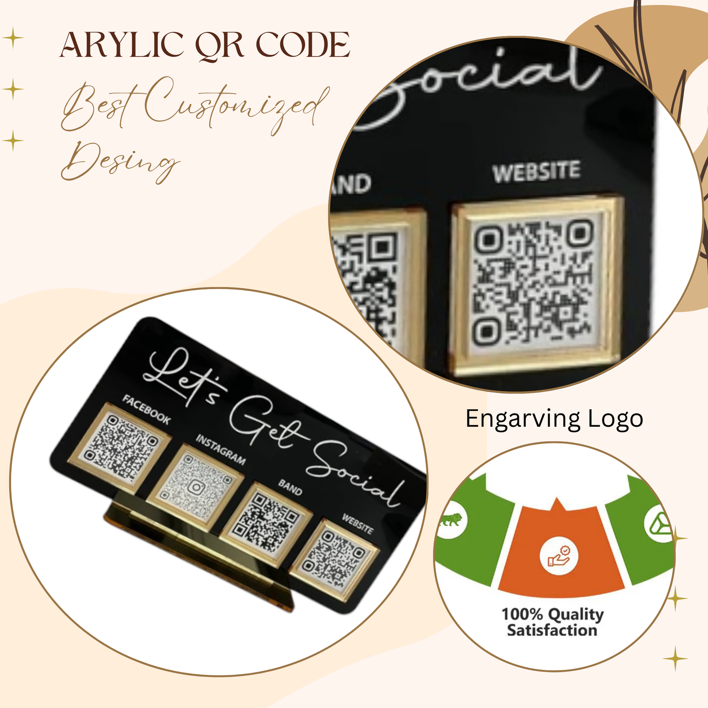Luxury Black Acrylic QR Code Display Stand – “Let’s Get Social”