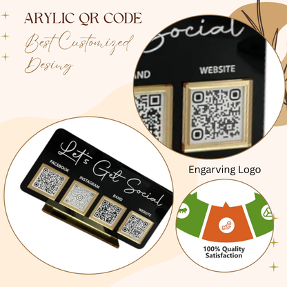 Luxury Black Acrylic QR Code Display Stand – “Let’s Get Social”