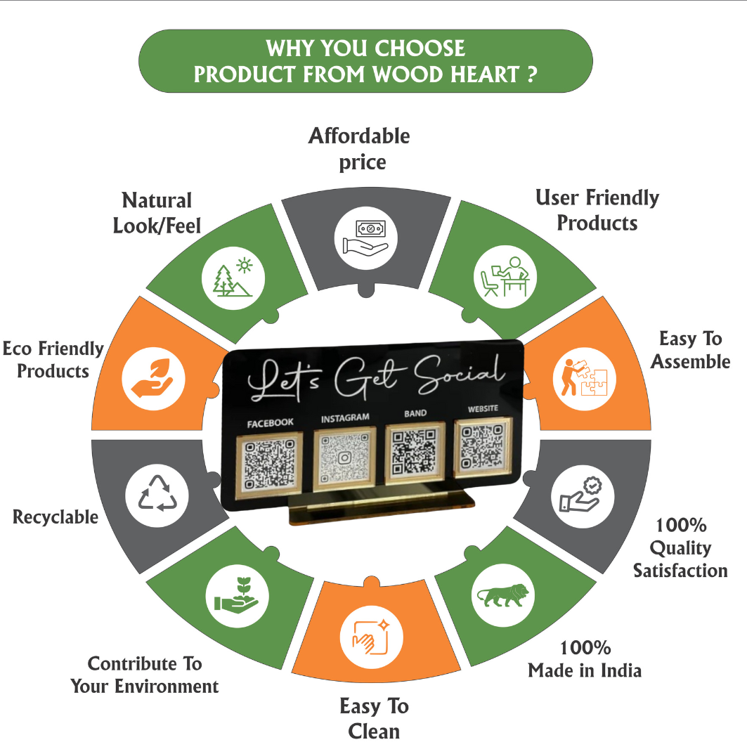 Luxury Black Acrylic QR Code Display Stand – “Let’s Get Social”