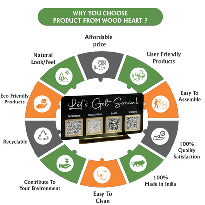 Luxury Black Acrylic QR Code Display Stand – “Let’s Get Social”