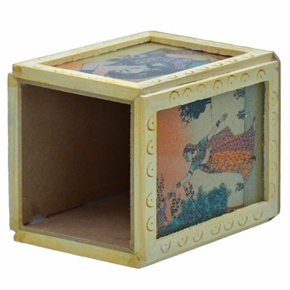 Hand-Painted Wooden Pen Stand – Rajasthani Miniature Art