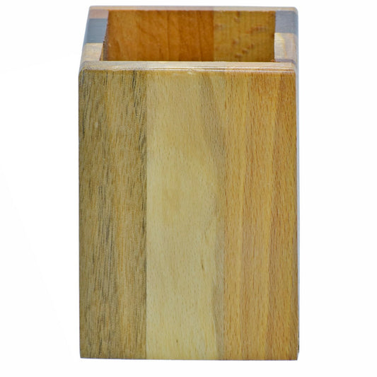 Multicolor Striped Wooden Pen Stand – Handmade Desk Organizer