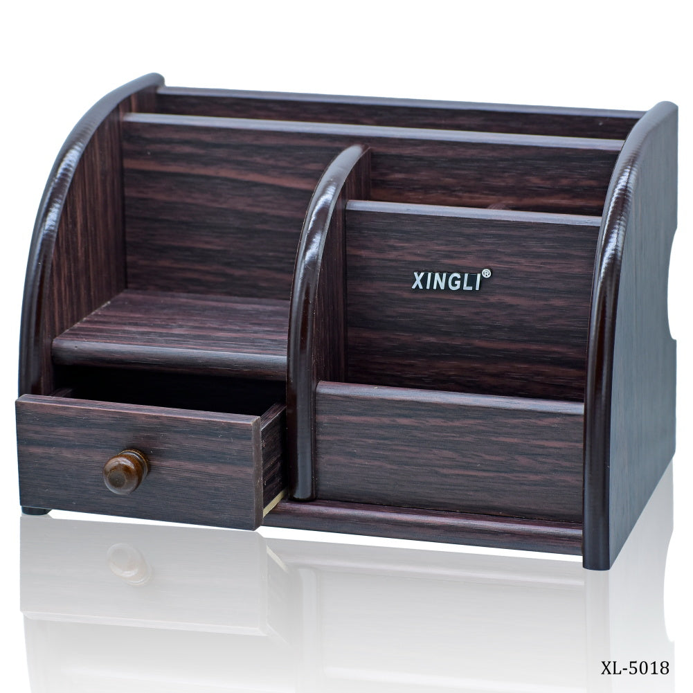 Premium Wooden Multi-Compartment Desktop Organizer with Drawer