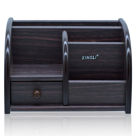 Premium Wooden Multi-Compartment Desktop Organizer with Drawer