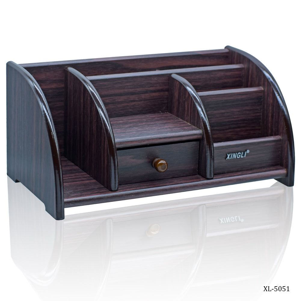 Classic Wooden Desktop Organizer with Single Drawer