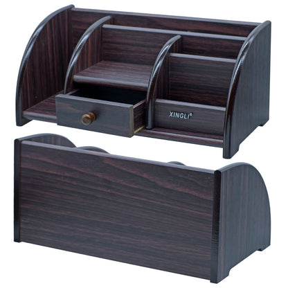 Classic Wooden Desktop Organizer with Single Drawer