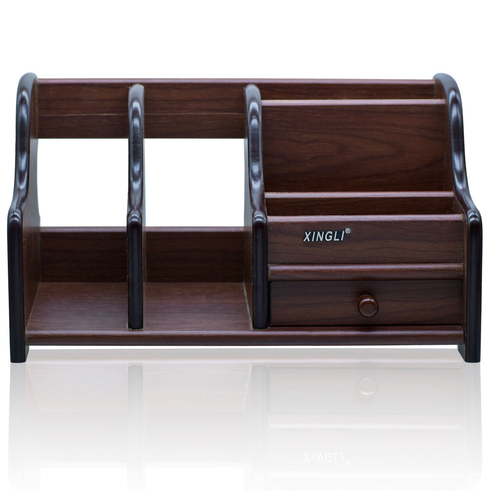 Premium Wooden Desk Organizer with Drawer and File Slots
